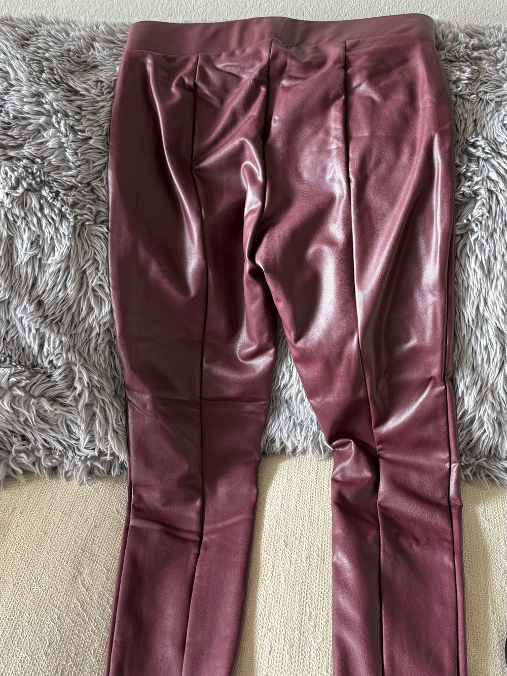 LOFT Faux Leather Leggings in Burgundy